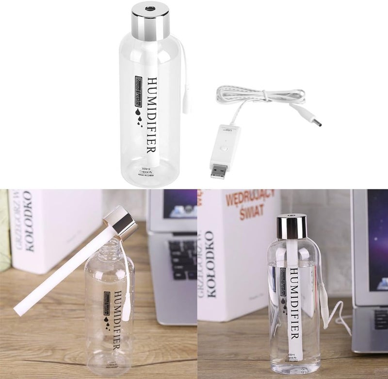 Focket Air Humidifier300ml Mini Portable Quiet Operation Transparent USB Water Bottle Air Diffuser Fine Mist Automatic Power Off Mist Maker for Car Office Home Study - Image 3