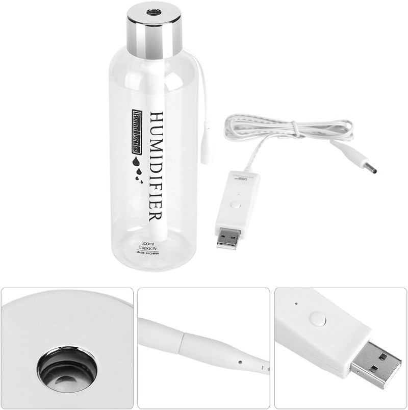 Focket Air Humidifier300ml Mini Portable Quiet Operation Transparent USB Water Bottle Air Diffuser Fine Mist Automatic Power Off Mist Maker for Car Office Home Study - Image 5