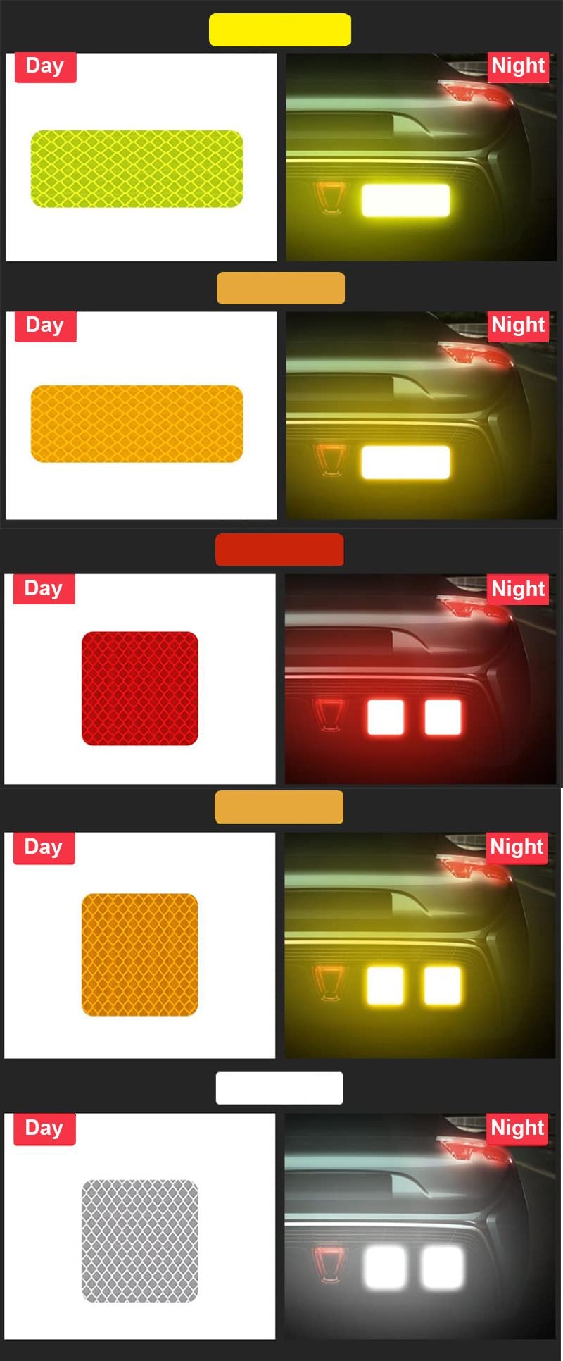 Allure Auto® (Circle Red) 10Pcs Car Truck Bumper Safety Reflective Warning Strip Night Driving Riding Safety Stickers Motorcycle Bicycles Safety Sticker Compabile with Venue - Image 5