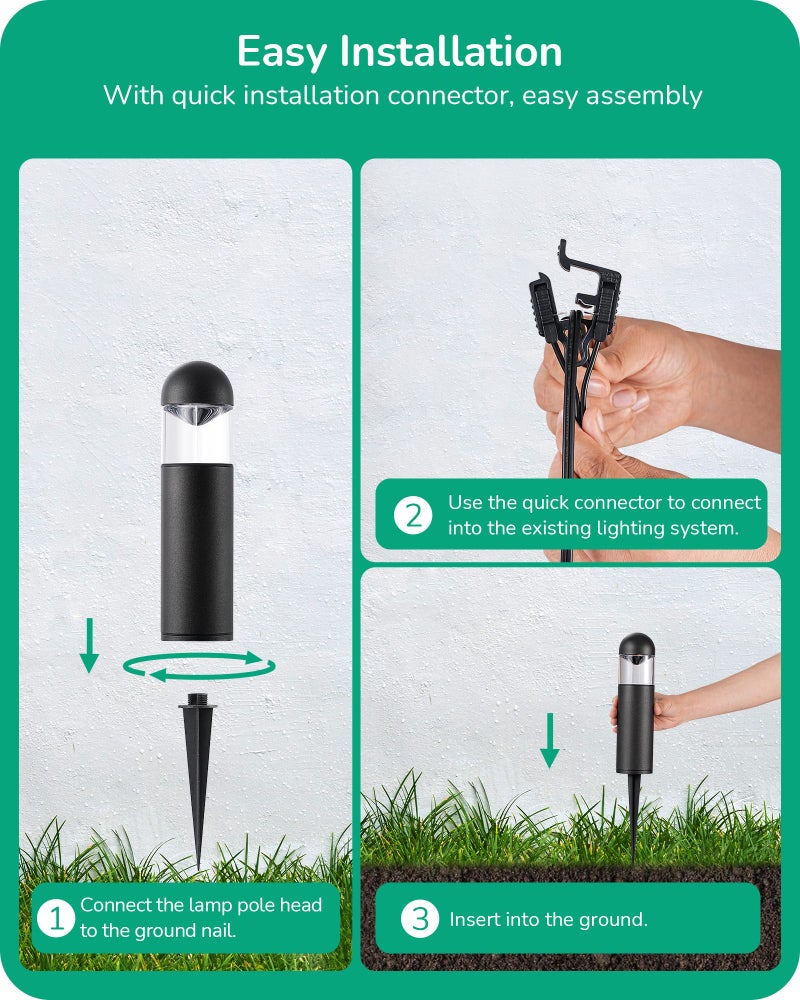EDISHINE Low Voltage Landscape Lighting, 12V 3W 3000K Warm White, Electric Outdoor Bollard Lights with Connectors, Waterproof LED Pathway Driveway Walkway Lights Wired for Yard Garden - Image 5