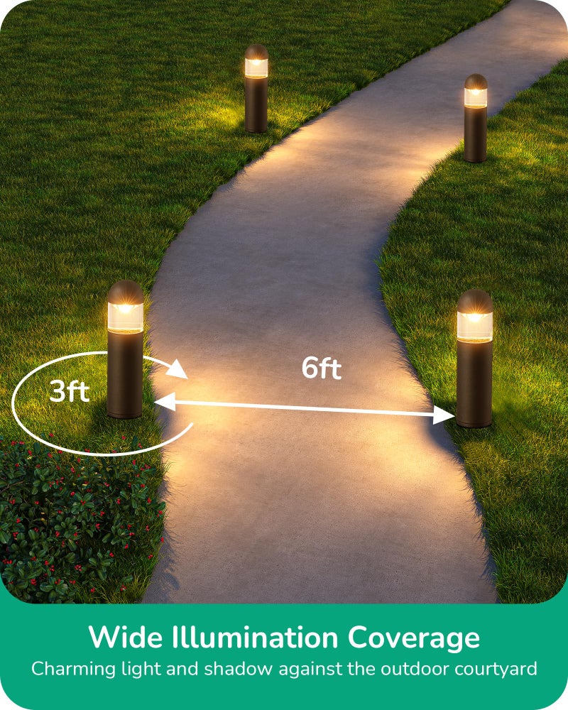 EDISHINE Low Voltage Landscape Lighting, 12V 3W 3000K Warm White, Electric Outdoor Bollard Lights with Connectors, Waterproof LED Pathway Driveway Walkway Lights Wired for Yard Garden - Image 3