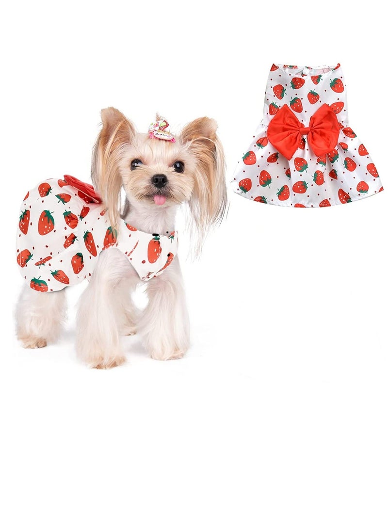 A.M Cute Floral Pattern Dog Dress with Lovely Bow Pet Apparel Dog Clothes for Small Dogs and Cats | Puppy Summer Dress Birthday Pet Apparel Dress (Size: L, Bust: 42cm, Length 32cm) - Image 1