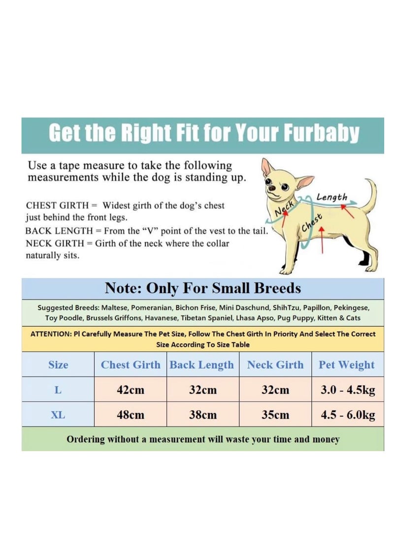 A.M Cute Floral Pattern Dog Dress with Lovely Bow Pet Apparel Dog Clothes for Small Dogs and Cats | Puppy Summer Dress Birthday Pet Apparel Dress (Size: L, Bust: 42cm, Length 32cm) - Image 2