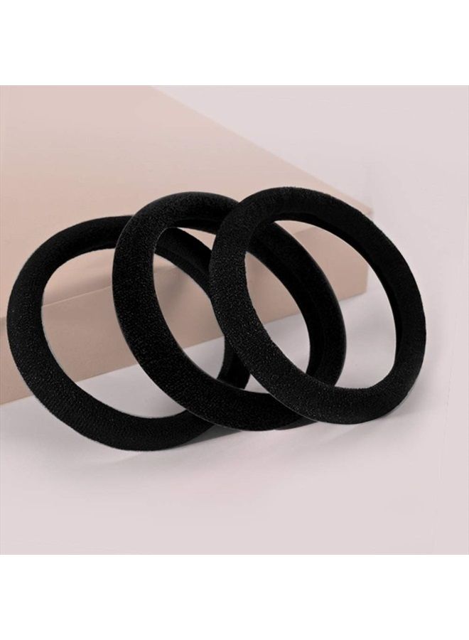 chkoodi 100 Pack Thick Elastics Hair Ties, Seamless Cotton Hair Bands, High Stretch Hair Ties, Ponytail Holders Headband, Simply Hair Ties, Scrunchies Hair Accessories No Crease Damage for Thick Hair (black) - Image 2