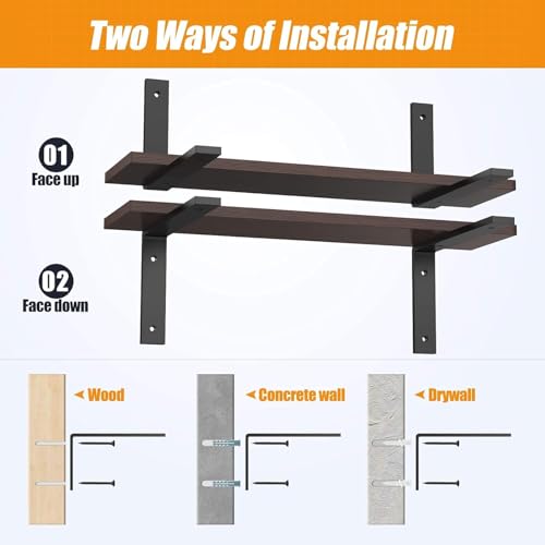 Hirvall L Shelf Brackets 10" x 6", Heavy Duty and Extra Thick Shelving Bracket, Iron Wall Shelves_Brackets with Hardware for DIY Open Wood Shelving, 4 Pack - Image 4