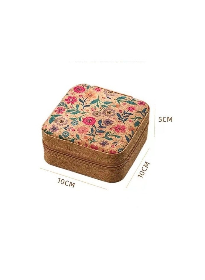 Travel Jewelry Box for Women Girls, Cork Jewelry Storage Organizer Storage for Earrings Rings Necklaces Bracelets, Double Layer Jewelry Case Holder Display - Image 2