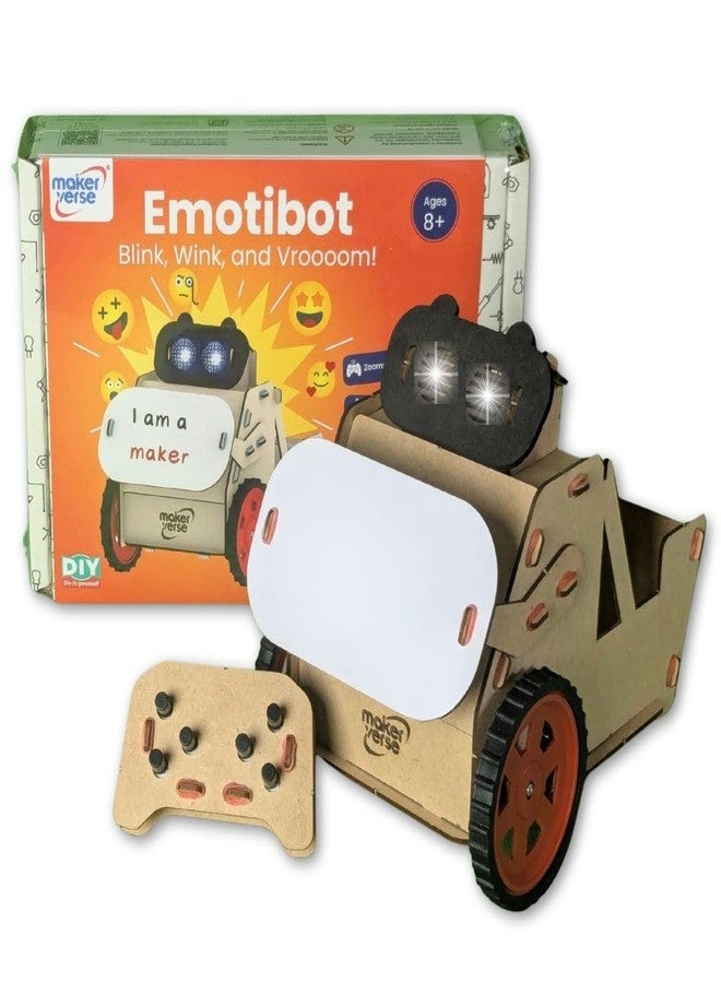 MakerVerse Kid Emotibot | DIY Electronic Toy Robot Kit | Robot With Remote Control | Science Project For Age 8, 9, 10, 11, 12, 13, 14 (Wood) For Boys & Girls | Motor Based Electricity Kit, Multicolor - Image 2