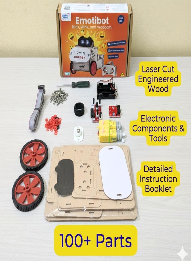 MakerVerse Kid Emotibot | DIY Electronic Toy Robot Kit | Robot With Remote Control | Science Project For Age 8, 9, 10, 11, 12, 13, 14 (Wood) For Boys & Girls | Motor Based Electricity Kit, Multicolor - Image 3