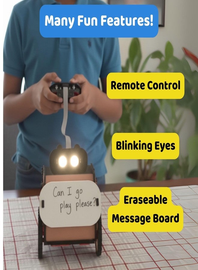 MakerVerse Kid Emotibot | DIY Electronic Toy Robot Kit | Robot With Remote Control | Science Project For Age 8, 9, 10, 11, 12, 13, 14 (Wood) For Boys & Girls | Motor Based Electricity Kit, Multicolor - Image 5