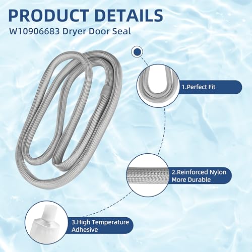 APPLIANCEMATES W10906683 Dryer Door Seal For Whirlpool Dryer Door Seal WED4950HW0 WED49STBW1 WED5000DW2 WED4850HW0 WGD5000DW3 WED4915EW1,Replacement some Maytag and Kenmore Dryer - Image 2