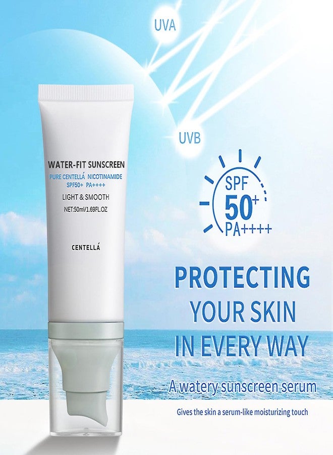 LuckNest 2Pcs Centella Sunscreen SPF 50, Lightweight Hyaluronic Acid Centella Asiatica Moisturizing Sunscreen, Face Sun Screen Long-Lasting Protection, Centella Madagascar Moisture Cream(1.69 fl.oz, 50ml)*2 - Image 3