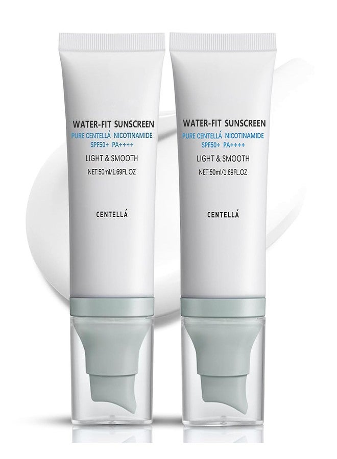 LuckNest 2Pcs Centella Sunscreen SPF 50, Lightweight Hyaluronic Acid Centella Asiatica Moisturizing Sunscreen, Face Sun Screen Long-Lasting Protection, Centella Madagascar Moisture Cream(1.69 fl.oz, 50ml)*2 - Image 1