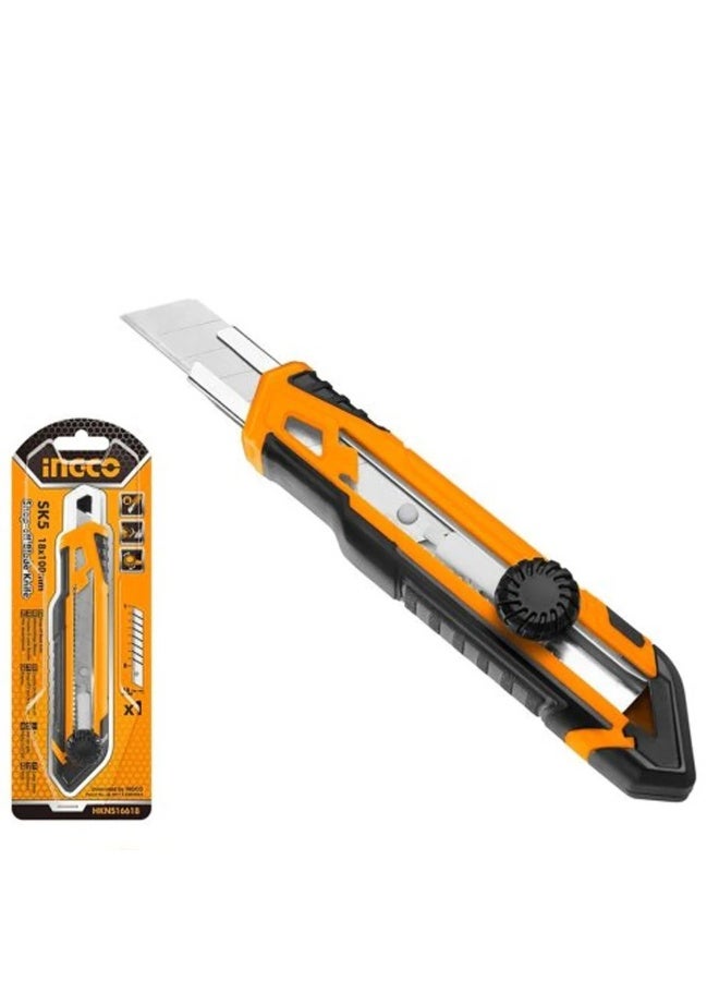 INGCO HKNs16518 Snap-Off Blade Knife – 18mm SK5 Steel Blade with Push Button - Image 1