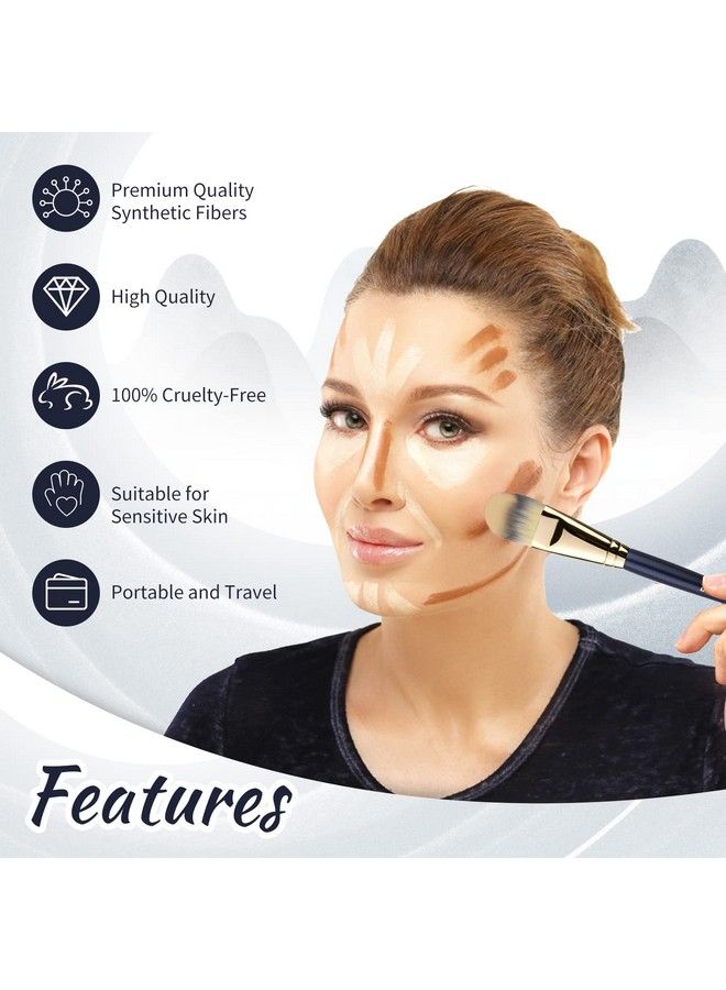 BEILI Foundation Brush Set For Liquid Mask Concealer Makeup Flat Foundation Makeup Brushes For Liquid Cream Foundation Powder Buffing Blending Premium Face Makeup Brushes(2Pcs) - Image 4