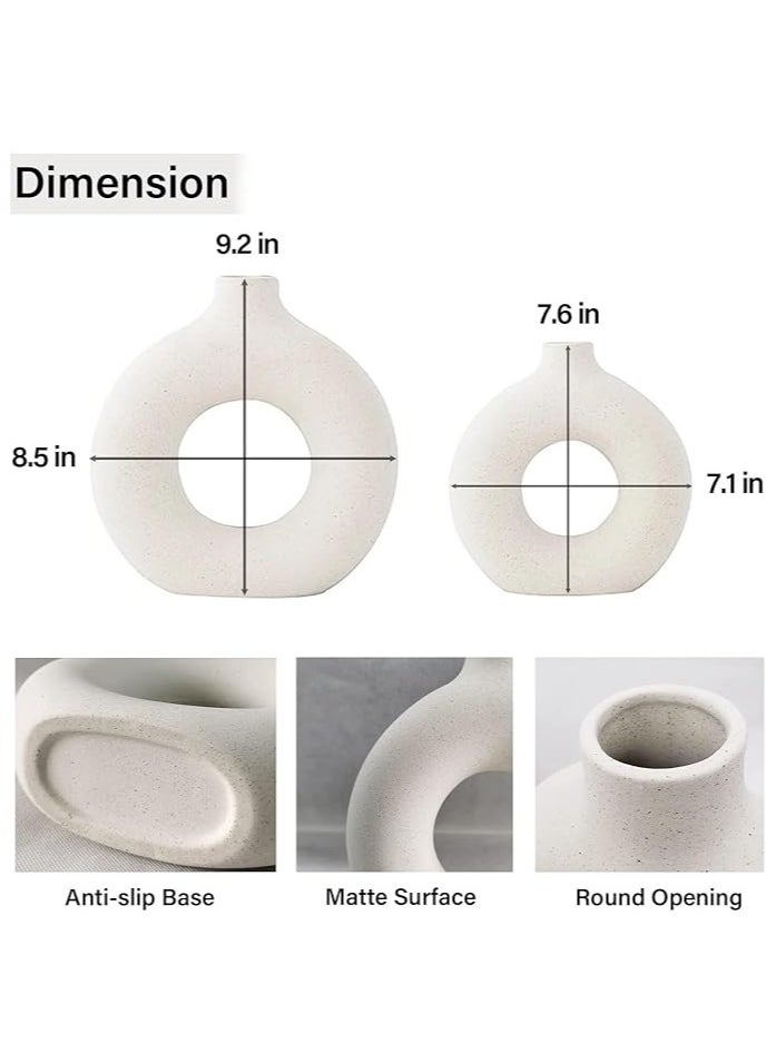 Saudi Deals - Modern Ceramic Vases in White, Minimalist Nordic Boho Home Decor, Hollow Round Pampas Grass Vases Ideal for Wedding Centerpieces, Coffee Table Decor, and Living Room Styling - Image 1