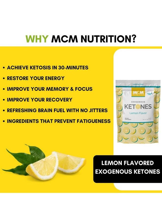 MCM Nutrition - Exogenous Ketones Powder And Bhb Caffeine Free (Lemon) Keto Drink Mix & Fast Acting Ketosis Packets Ketone Drink For Ketosis Ketones Supplement For Ketosis (20 Keto Packets) - Image 1
