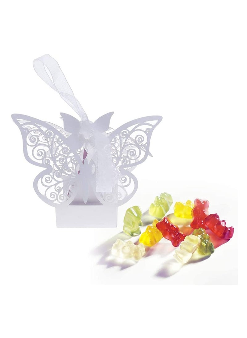 SYOSI 20 Pcs Hollowing Cut Wedding Favors Candy Boxes Butterfly Shower Gift Box DIY Gifts Box with Ribbons for Wedding Bridal Birthday Shower Party Decoration  - Image 1