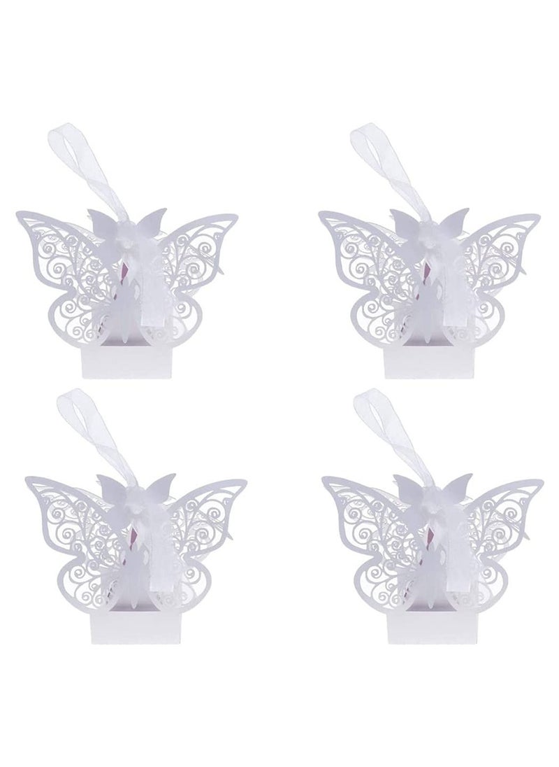 SYOSI 20 Pcs Hollowing Cut Wedding Favors Candy Boxes Butterfly Shower Gift Box DIY Gifts Box with Ribbons for Wedding Bridal Birthday Shower Party Decoration  - Image 2