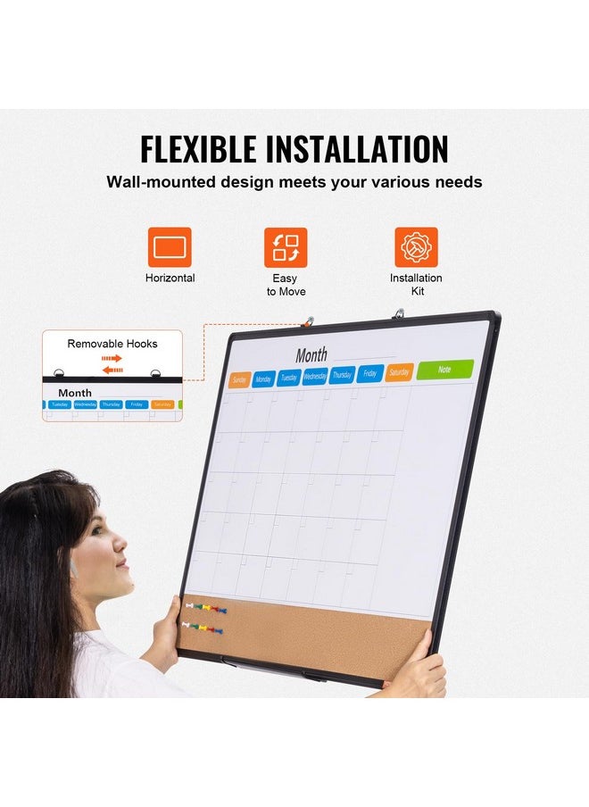 VEVOR 36"X 24" Monthly Calendar Whiteboard & Cork Board Combo With Aluminum Frame - 2-In-1 Magnetic Dry Erase Bulletin Board For Wall Mount - Ideal For School, Home, Office  - Image 5