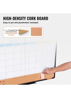 VEVOR 36"X 24" Monthly Calendar Whiteboard & Cork Board Combo With Aluminum Frame - 2-In-1 Magnetic Dry Erase Bulletin Board For Wall Mount - Ideal For School, Home, Office  - Image 4