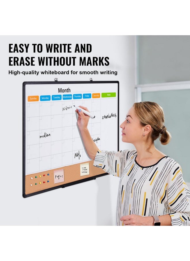 VEVOR 36"X 24" Monthly Calendar Whiteboard & Cork Board Combo With Aluminum Frame - 2-In-1 Magnetic Dry Erase Bulletin Board For Wall Mount - Ideal For School, Home, Office  - Image 3