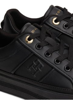 TOMMY HILFIGER Women's Leather Flatform Sneakers - Leather, Black  - Image 5