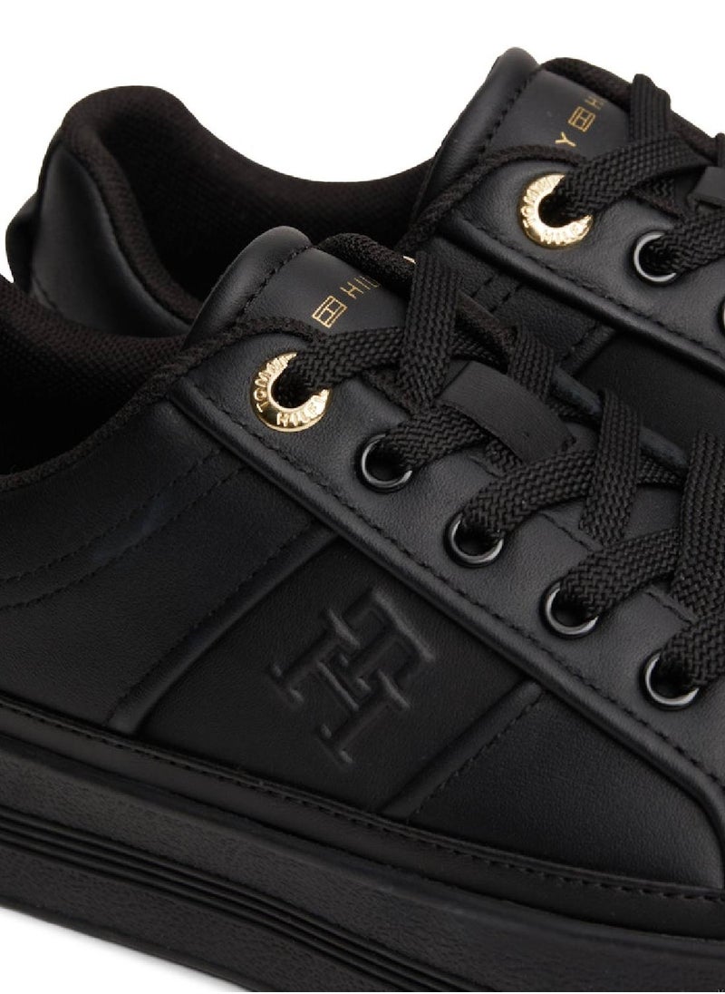 TOMMY HILFIGER Women's Leather Flatform Sneakers - Leather, Black  - Image 5