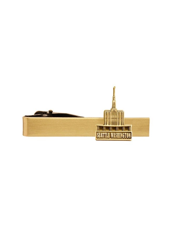 Ringmasters LDS Seattle Washington Temple Gold Steel Tie Bar - Tie Clip - Priesthood Gift, LDS Missionary, Tie Clip - Image 1