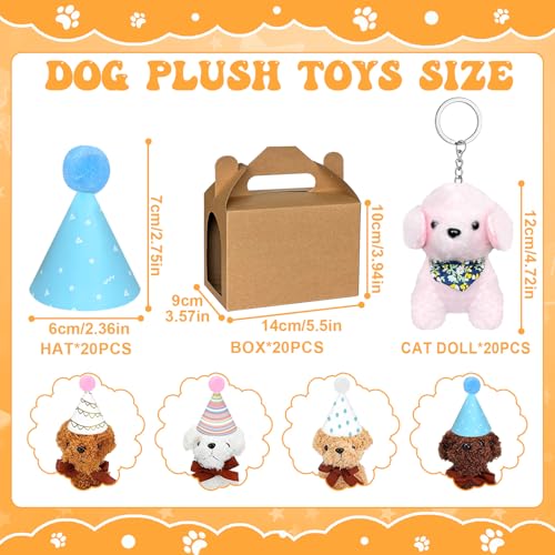 Jiytivity 60 Pcs Adopt a Dog Party Favors Include 20 Mini Puppy 20 Foldable Kraft Boxes 20 Birthday Hats Mini Plush Stuffed Animals for Adopt a Puppy Party Supplies Gifts - Image 5