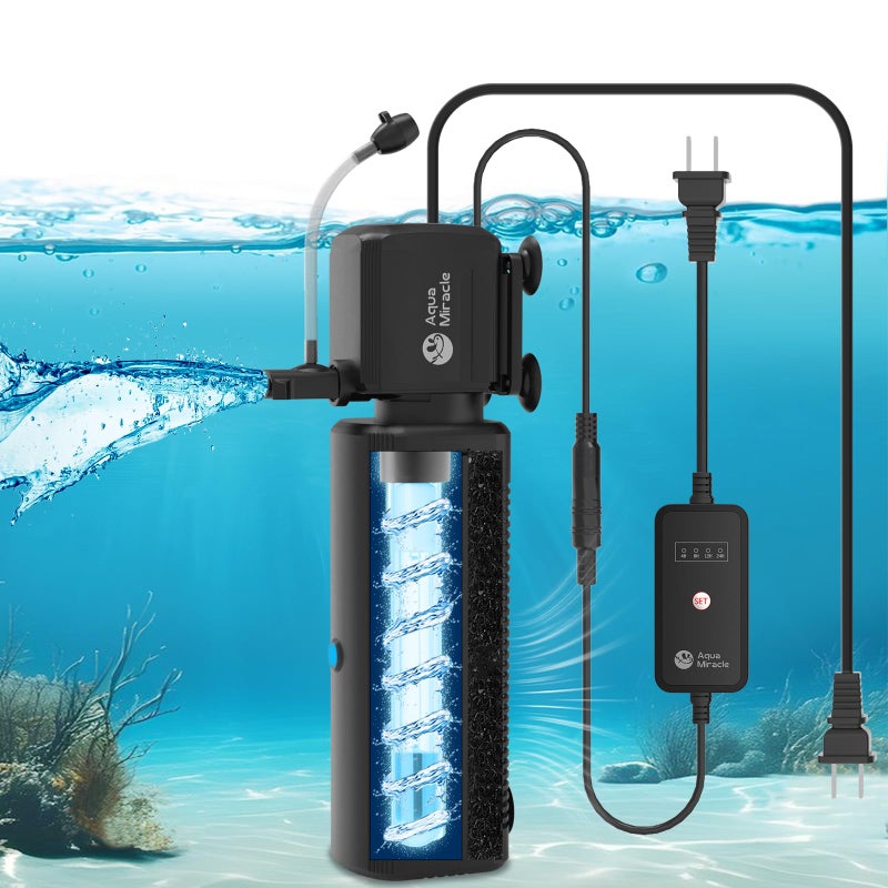 AquaMiracle Aquarium Filter with U V Light Filter Sponge Fish Tank Filter with Timer for Green Water Turtle Filter with Aeration Rainfall Mode for Aquarium 2070 Gallon - Image 2