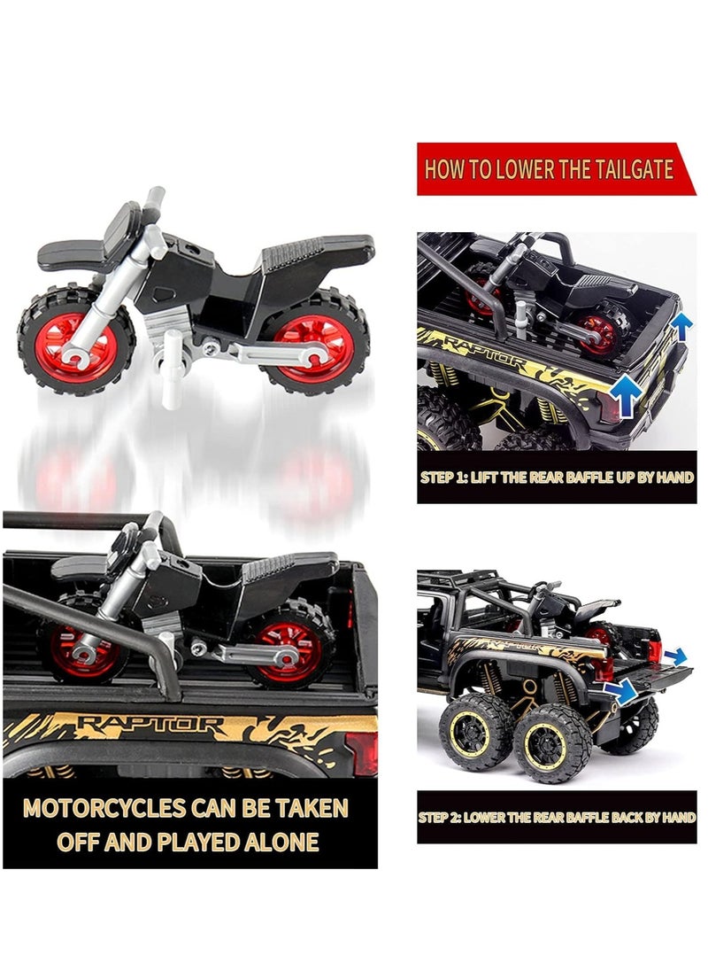 MAGIC VAULT - Monster Trucks for Boys - 1/24 Scale Die-Cast Metal Toy Car F150 with Sound and Light,Pickup truck and trailer Cars toy cars for 3+ year old boys (Black) - Image 1