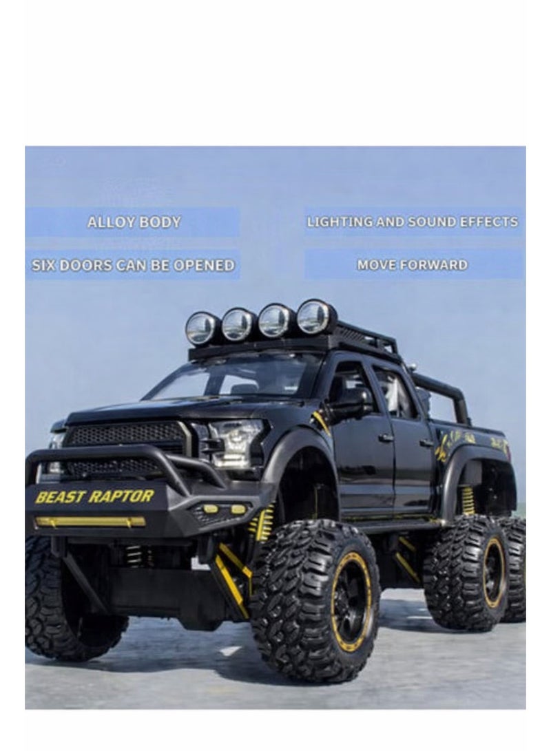 MAGIC VAULT Monster Trucks for Boys - 1/24 Scale Die-Cast Metal Toy Car F150 with Sound and Light,Pickup truck and trailer Cars toy cars for 3+ year old boys (Black) - Image 5