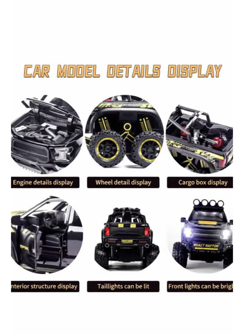 MAGIC VAULT Monster Trucks for Boys - 1/24 Scale Die-Cast Metal Toy Car F150 with Sound and Light,Pickup truck and trailer Cars toy cars for 3+ year old boys (Black) - Image 4