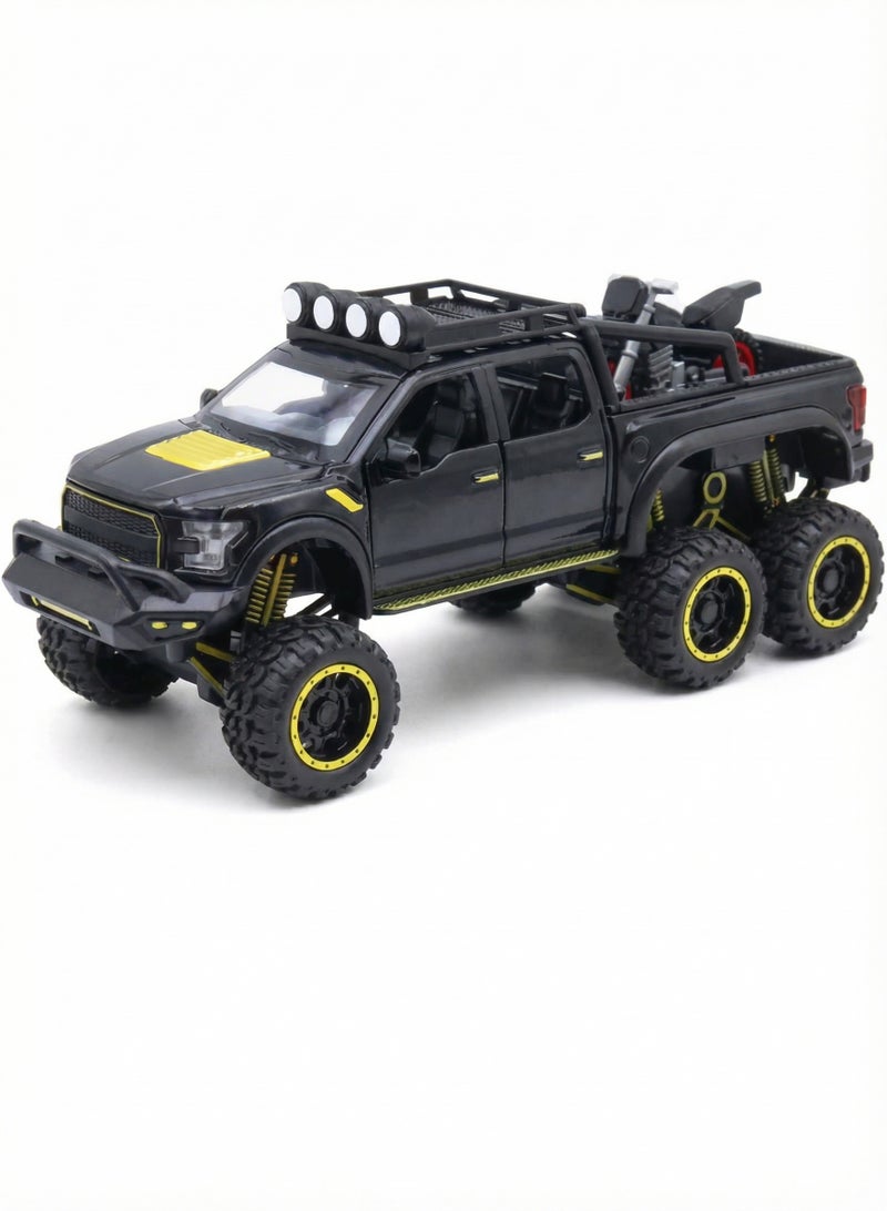 MAGIC VAULT Monster Trucks for Boys - 1/24 Scale Die-Cast Metal Toy Car F150 with Sound and Light,Pickup truck and trailer Cars toy cars for 3+ year old boys (Black) - Image 1