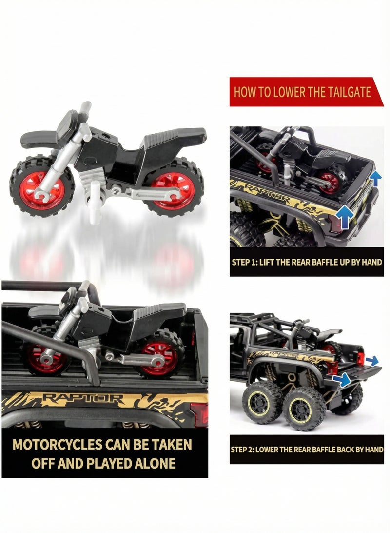 MAGIC VAULT Monster Trucks for Boys - 1/24 Scale Die-Cast Metal Toy Car F150 with Sound and Light,Pickup truck and trailer Cars toy cars for 3+ year old boys (Black) - Image 2