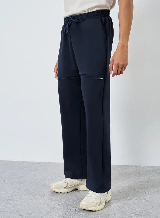 Men Navy Blue Badge Detail Oversized Joggers