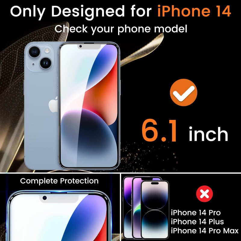Lesakit 3+3 Pack Privacy Screen Protector for iPhone 14 6.1-Inch with 3 Pack Camera Lens Protector, Anti Spy Tempered Glass Film 9H Hardness Bubble Free Case Friendly - Image 2