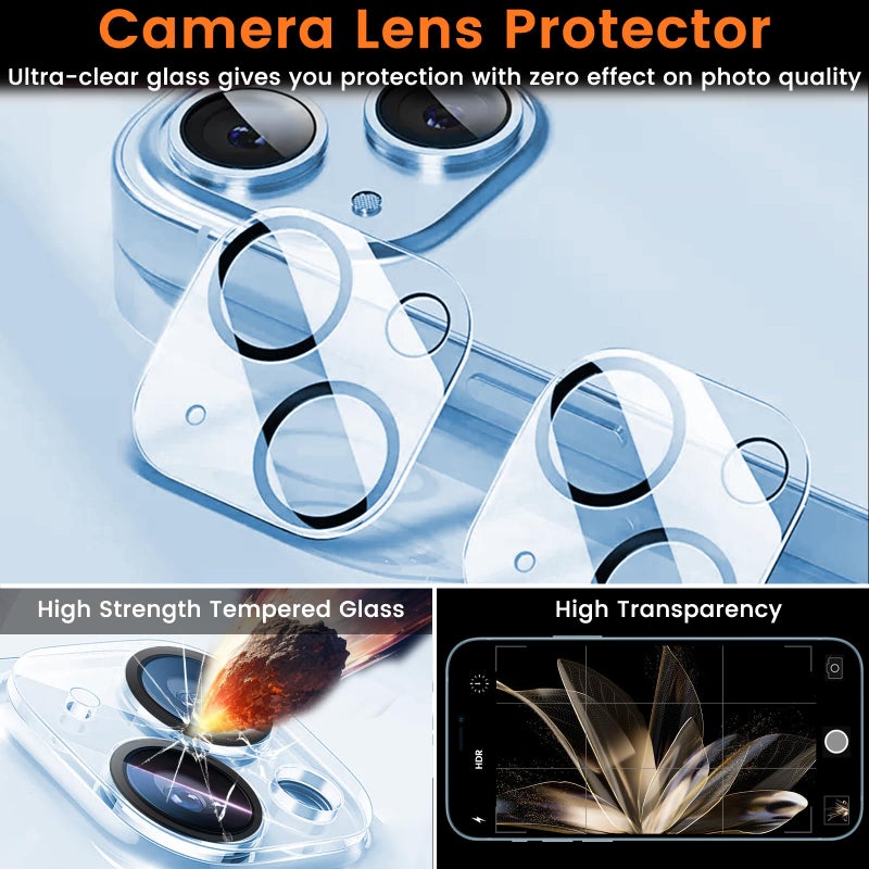 Lesakit 3+3 Pack Privacy Screen Protector for iPhone 14 6.1-Inch with 3 Pack Camera Lens Protector, Anti Spy Tempered Glass Film 9H Hardness Bubble Free Case Friendly - Image 5