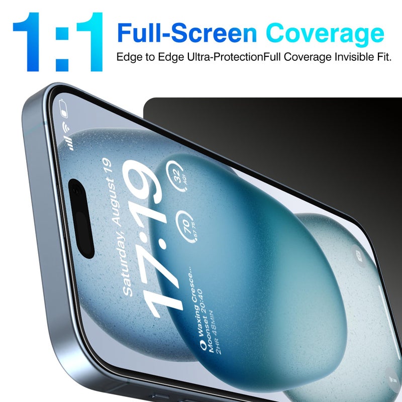 EZ-GLAZ- 4 Pack for iPhone 15 Screen Protector [6.1"] With 2 Pack Camera Lens Protector, 9H+ Hardness 12FT Military Grade Shatterproof Scratch Resistant Durable Tempered Glass Film with Flawless Fit Kit, HD Clear - Image 3