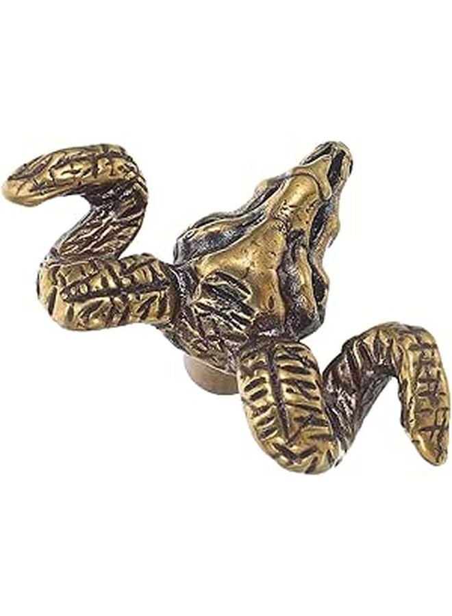Vintage Brass Goat Head Cabinet Knobs Drawer Pulls Rustic Animal Handles For Furniture - Image 1