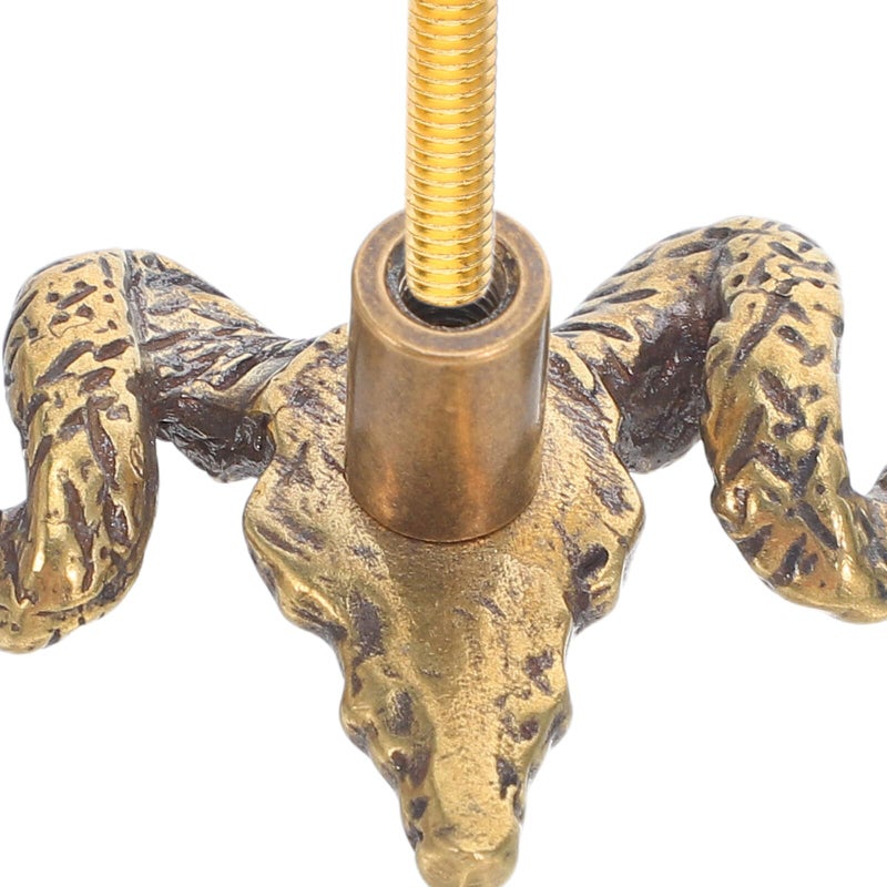 Vintage Brass Goat Head Cabinet Knobs Drawer Pulls Rustic Animal Handles For Furniture - Image 4
