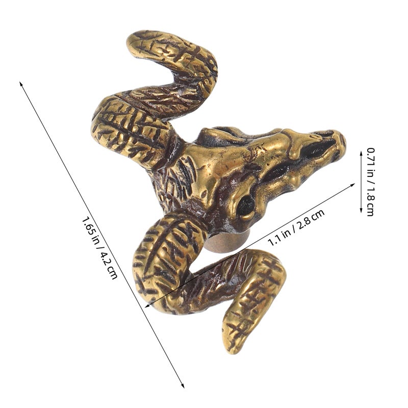 Vintage Brass Goat Head Cabinet Knobs Drawer Pulls Rustic Animal Handles For Furniture - Image 3