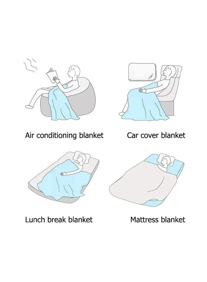 JOYBOS بطانية صيفية خفيفة الوزن وناعمة، مقاس كوين، 400 جرام لكل متر مربع، محبوكة وناعمة، بطانية دافئة مناسبة لجميع المواسم، مناسبة للسرير والأريكة، مصنوعة من القطن الأزرق، 150 × 200 سم - Image 5