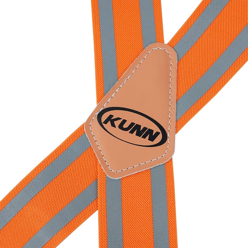 KUNN Men Reflective Suspenders High Visibility Work Suspender Fully Elastic 2-inch Wide Tool Belt Suspenders with Swivel Eye Snap Hook,Orange - Image 3