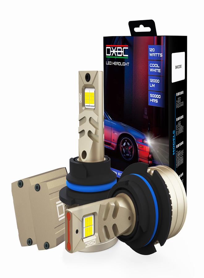 DXB-C Midnight 9007/HB5 160W 12000LM SET 6500K LED Car Headlights 300% Brightness New 6500K Cool White Bulb High Beam and Low Beam - 2 Pcs - Image 1