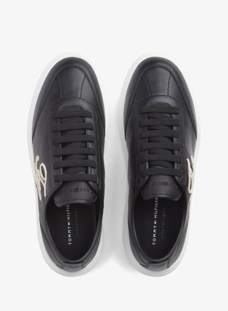 TOMMY HILFIGER Logo Lightweight Leather Court Trainers - Image 5