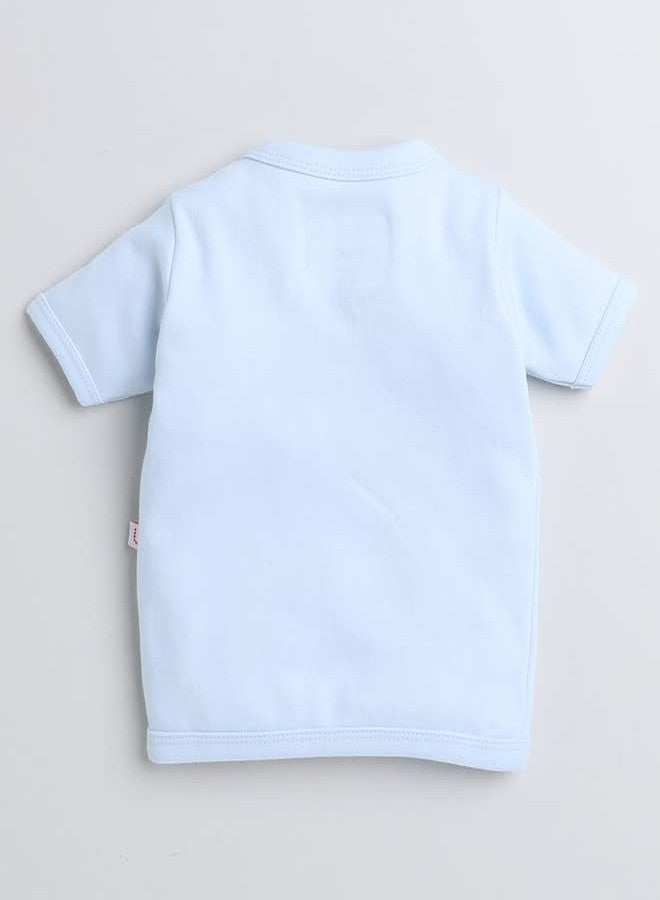 BUMZEE بامزي - أزرق وأبيض - قمصان بناتي بأكمام نصفية وقصة عادية - عبوة من 3 قطع - العمر من 3 إلى 6 أشهر (Peb8214C-Blu.Wht) - Image 5