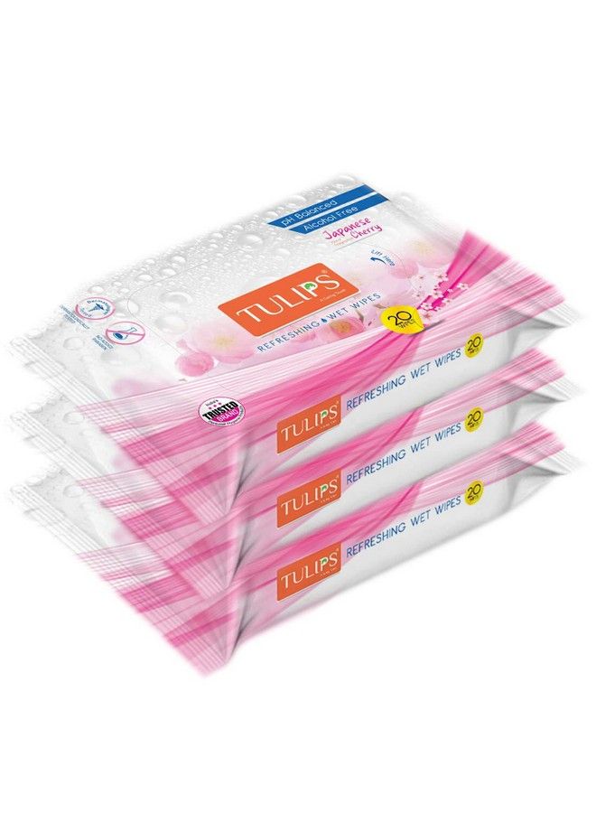 Tulips Refreshing Wet Wipes (Japanese Cherry Pack Of 3) - Image 1