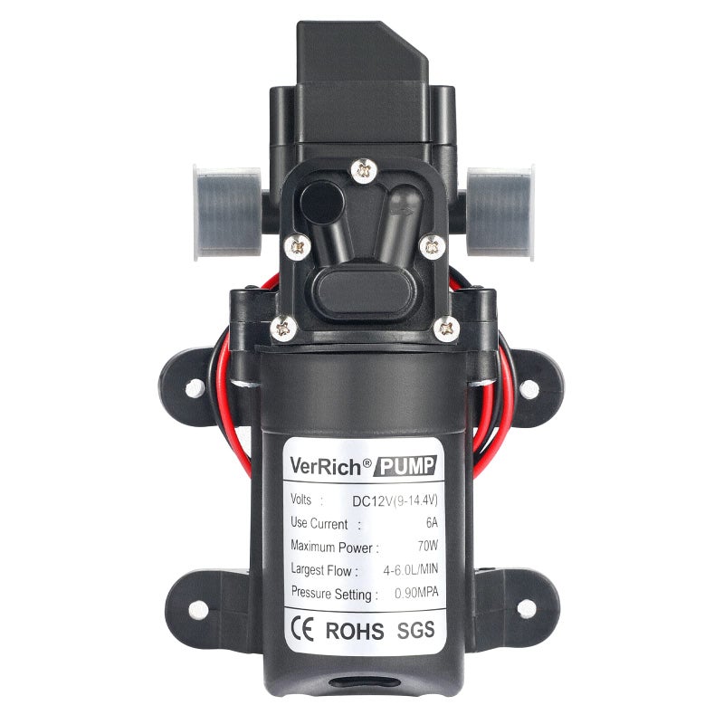 VerRich 12V Water Pumps, 1/2" Diaphragm Pump 20MM Connector Self Priming High Pressure Pump for Motorhome,Caravan,Boat Garden