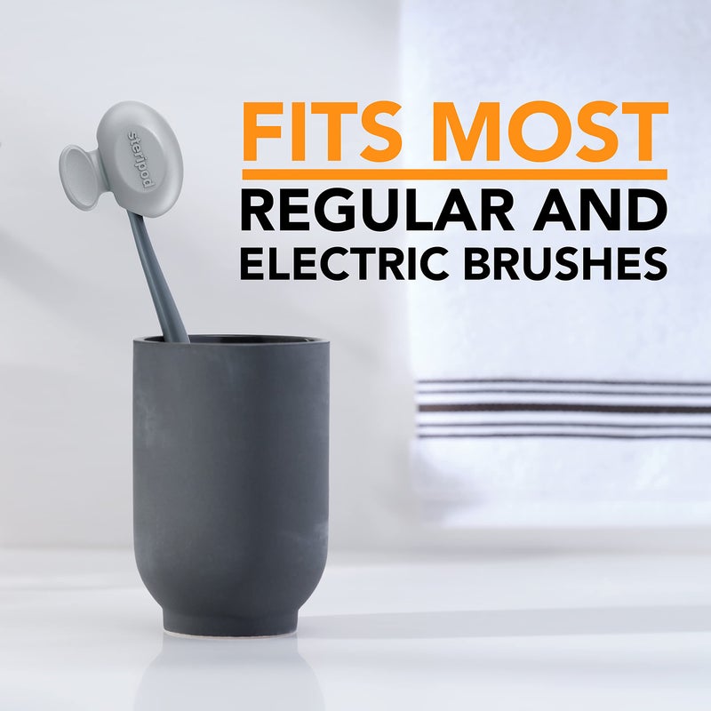 Steripod Clip-On Toothbrush Protector with Orange Essential Oils, Keeps Toothbrush Fresh and Clean, Fits Most Manual and Electric Toothbrushes,2 Count (Pack of 1) - Image 3